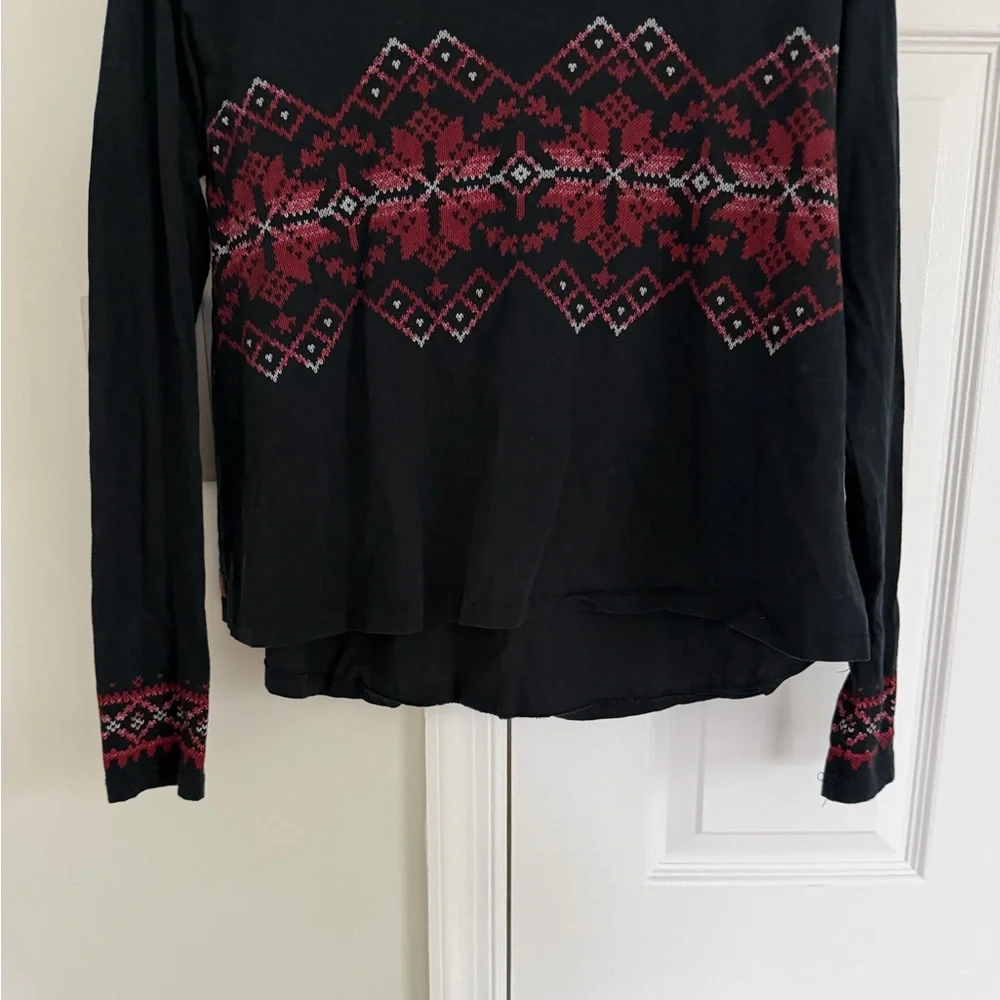Ralph Lauren Girls Kids Top Shirt L Black Cabin Fair Isle Holiday Festive Ski